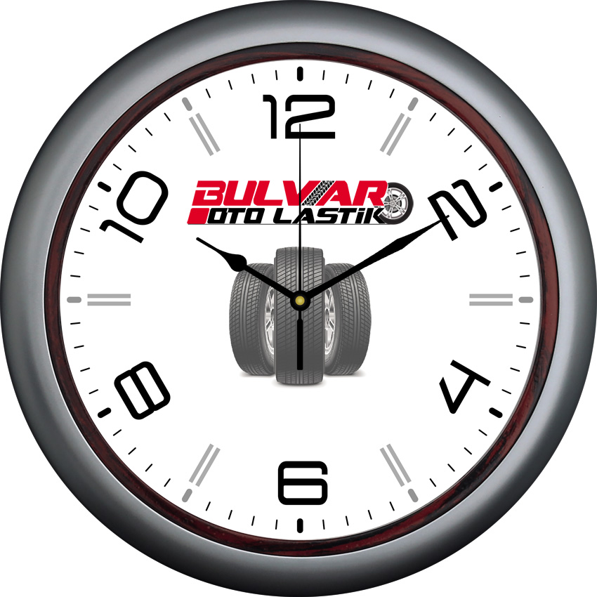 Plastik Duvar Saati Ø 28 cm Plastik Kasa Mineral Cam Akar Saniye Bristol Kadran