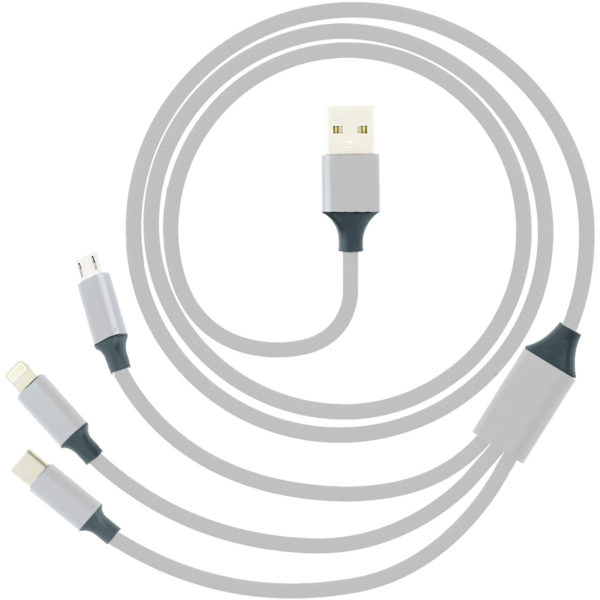 Şarj Kablosu IOS, Micro USB, Type-C Kablo Siyah ve Gümüş Renk Seçenekli